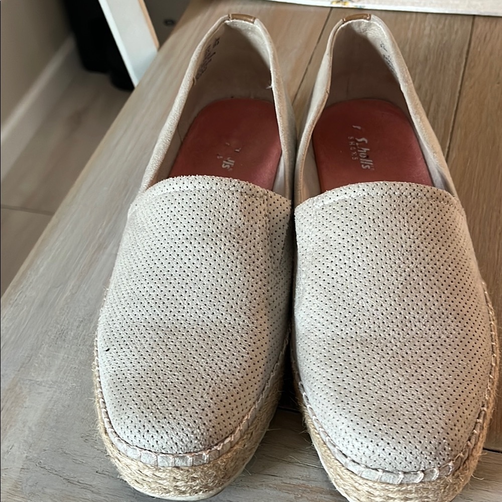 Perforated Cream Espadrille Flats
